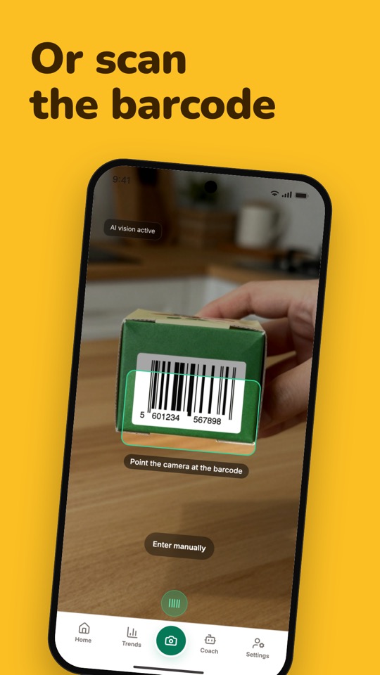 Or scan the barcode of packaged food